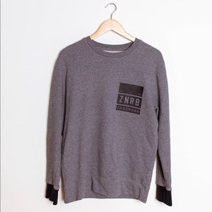 Zanerobe gray crewneck pullover colorblock sweater